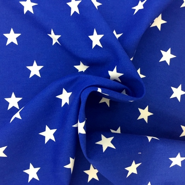 100% Cotton Stars WHITE ON ROYAL BLUE